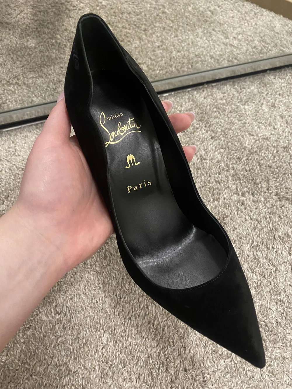 Christian Louboutin Custom Hot Chick 100mm Black Suede Size 38